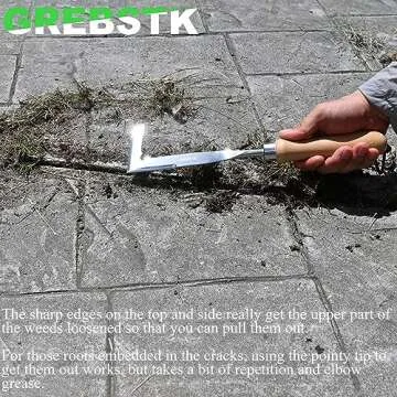 GREBSTK Crack Weeder Crevice Weeding Tool Stainless Steel Manual Weeder Beech Handle Gardening Tool
