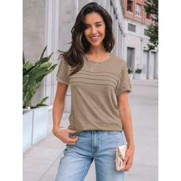 AUTOMET Women's Elegant Lace Summer Tops - Trendy Short Sleeve Blouses for Every Occasion