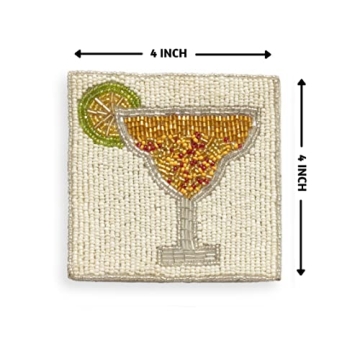 Folkulture Boho Coasters, Stylish 4" Square Set for Drinks