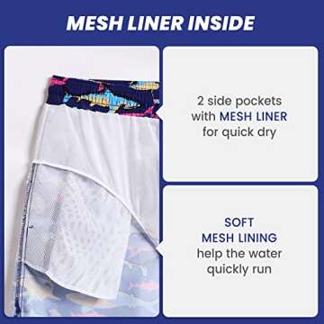 maamgic Mens Swim Trunks Quick Dry Swim Shorts with Mesh Lining Funny Swimwear Bathing Suits Colorful Shark Medium