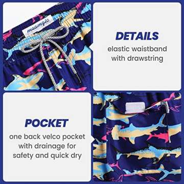 maamgic Mens Swim Trunks Quick Dry Swim Shorts with Mesh Lining Funny Swimwear Bathing Suits Colorful Shark Medium