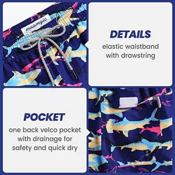 maamgic Mens Swim Trunks Quick Dry Swim Shorts with Mesh Lining Funny Swimwear Bathing Suits Colorful Shark Medium