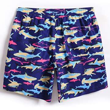 maamgic Mens Swim Trunks Quick Dry Swim Shorts with Mesh Lining Funny Swimwear Bathing Suits Colorful Shark Medium