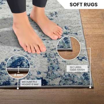 Livabliss Arti Modern Abstract Area Rug,6'7" x 9',Dark Blue/Aqua