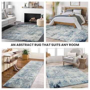 Livabliss Arti Modern Abstract Area Rug,6'7" x 9',Dark Blue/Aqua