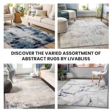 Livabliss Arti Modern Abstract Area Rug,6'7" x 9',Dark Blue/Aqua