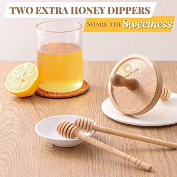 HAPPI STUDIO Honey Pot Set - Airtight 13 Oz Glass Jar