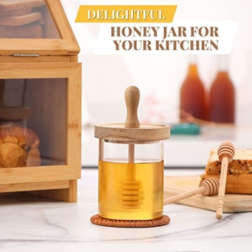 HAPPI STUDIO Honey Pot Set - Airtight 13 Oz Glass Jar
