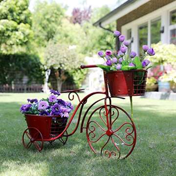 WAROOM Bicycle Plant Stand Flower Pot Holder Display Rack Metal Bike Frame Decorative Indoor Outdoor...