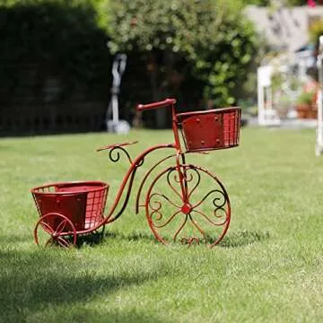 WAROOM Bicycle Plant Stand Flower Pot Holder Display Rack Metal Bike Frame Decorative Indoor Outdoor Garden Yard Planter