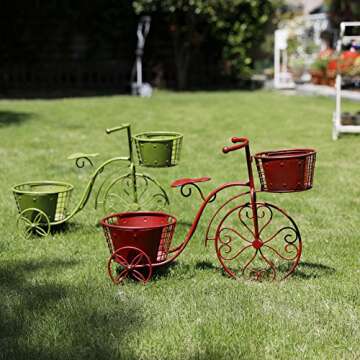 WAROOM Bicycle Plant Stand Flower Pot Holder Display Rack Metal Bike Frame Decorative Indoor Outdoor Garden Yard Planter