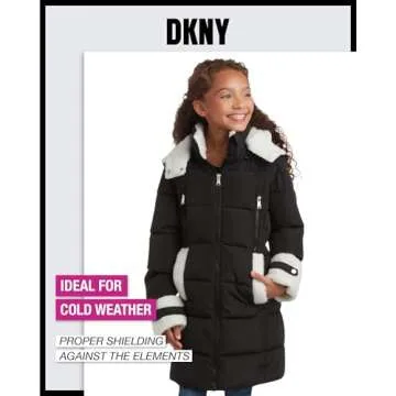 DKNY Girls' Winter Jacket - Insulated Puffer Coat for Girls