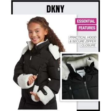 DKNY Girls' Winter Jacket - Insulated Puffer Coat for Girls