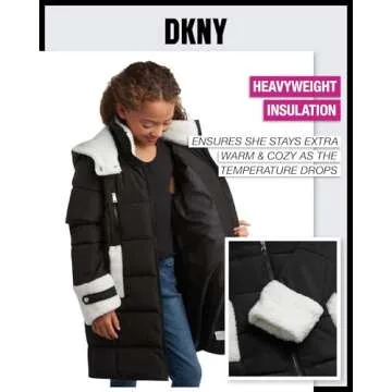 DKNY Girls' Winter Jacket - Insulated Puffer Coat for Girls