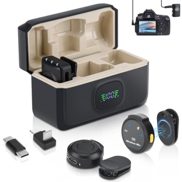 Wireless Microphone for iPhone/Android/Camera, USB C Microphone with Noise Cancellation, 16hors Batt...