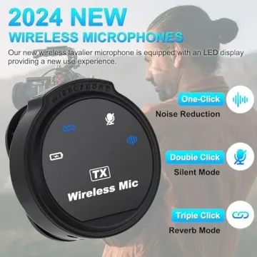 Wireless Microphone for iPhone/Android/Camera, USB C Microphone with Noise Cancellation, 16hors Battery Life Magnetic Mic, Tiny Microphone for Video Recording、Streaming.