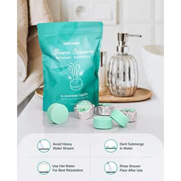 POPCHOSE Shower Steamers Aromatherapy - 15 Pack Eucalyptus Mint Shower Tablets Stress Relaxation Self-Care Shower Bombs with Essential Oils, Quick Relief Nasal Congestion Gifts for Women & Men