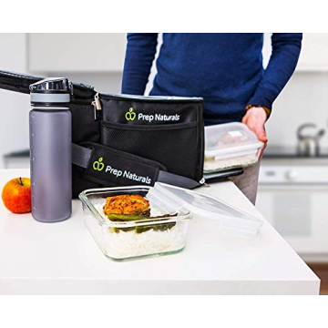 PrepNaturals 5 Pack 30 Oz Glass Meal Prep Containers - Dishwasher Microwave Freezer Oven Safe - Glass Storage Containers with Lids (Multi-Compartment)