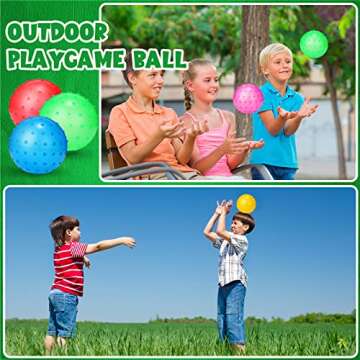 Jerify 24 Pieces Knobby Balls Spiky Bounce Large Bouncy Ball Bulk Inflatable Sensory Soft Massage Stress Plastic Toy for School Party Play Outdoor Indoor