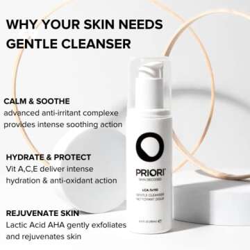 PRIORI Skincare Gentle Face Cleanser with Lactic Acid and Vitamins A, C, E 6 fl oz