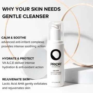 PRIORI Skincare Gentle Face Cleanser with Lactic Acid and Vitamins A, C, E 6 fl oz