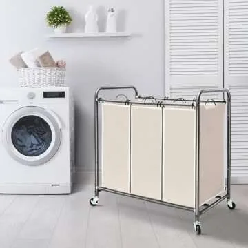 STORAGE MANIAC 3 Section Laundry Sorter Cart with Wheels