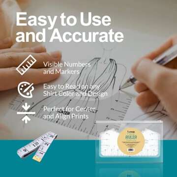 9 Packs T-Shirt Ruler Guide - Alignment Ruler for Vinyl Press - Acrylic Craft Calibration Template - Centering Design Ruler for Fabric Cutting - Durable & Flexible Ruler