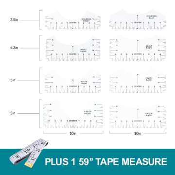 9 Packs T-Shirt Ruler Guide - Alignment Ruler for Vinyl Press - Acrylic Craft Calibration Template - Centering Design Ruler for Fabric Cutting - Durable & Flexible Ruler