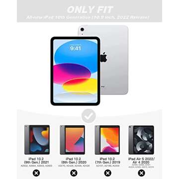 ZryXal New iPad 10th Generation Case 10.9 Inch 2022 with Pencil Holder, Smart iPad Case with Soft TP...