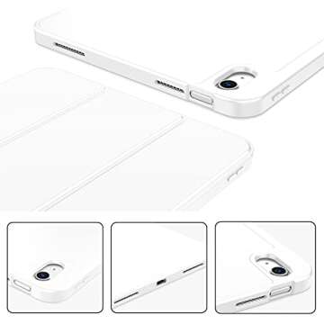 ZryXal New iPad 10th Generation Case 10.9 Inch 2022 with Pencil Holder, Smart iPad Case with Soft TPU Back [Support Auto Wake/Sleep] (White)