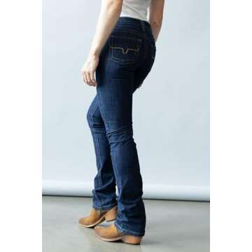 Kimes Ranch Women's Betty Western Style Bootcut Mid-Rise Straight Fit Durable Shape-Saving Dark Blue Riding Jeans, 00-34
