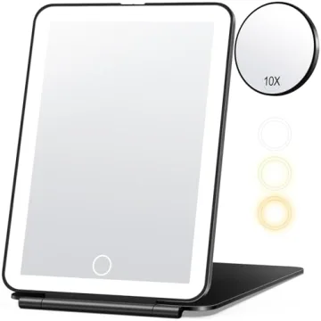 miroposs Rechargeable Travel Makeup Mirror, Vanity Mirror with 80LEDs, 3 Color Lighting, 2000mAh Bat...