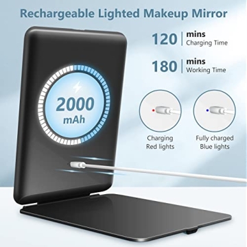 miroposs Travel Makeup Mirror with 80LEDs and 3 Light Modes