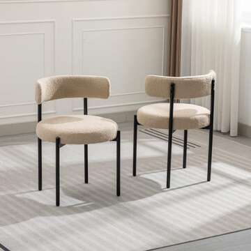 Forsalund Beige Dining Chairs Set of 4, Boucle Style Adventure in Comfort