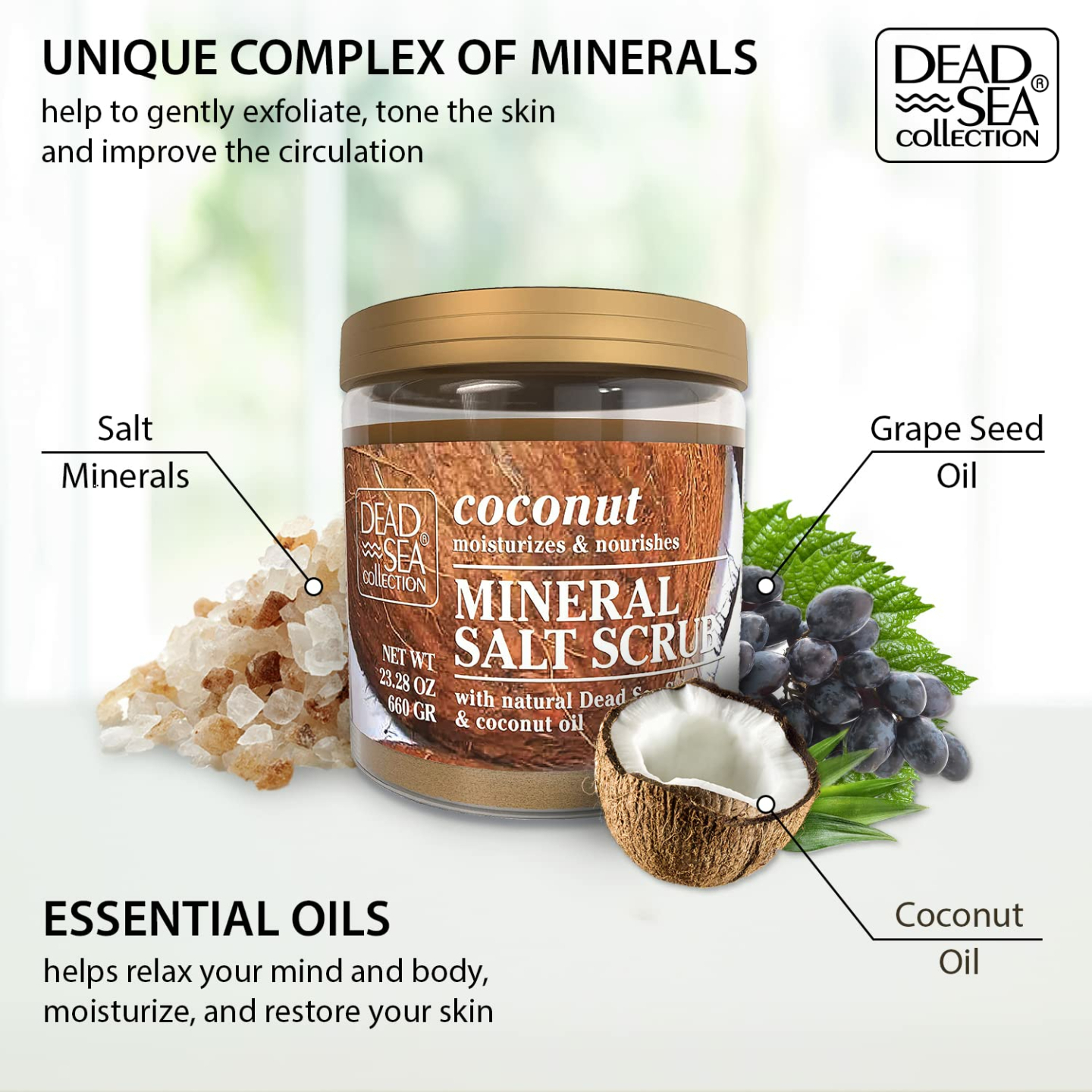Coconut Salt Body Scrub 23.28 OZ - Dead Sea Minerals