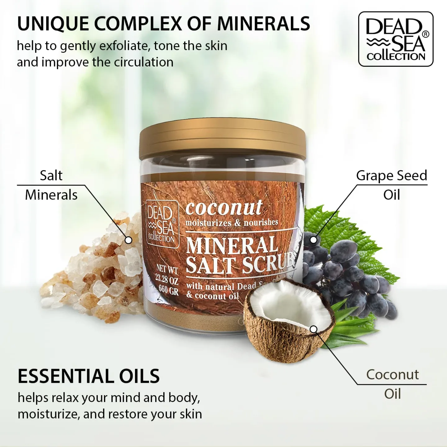Coconut Salt Body Scrub 23.28 OZ - Dead Sea Minerals