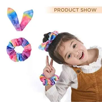Bow Scrunchies for Hair, Funtopia 12 Pcs Cute Rabbit Bunny Ear Scrunchies, Fashion Colorful Tie Dye ...