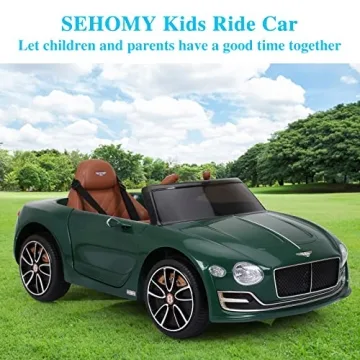 SEHOMY Kids Ride on car with Remote Control 12V, Bentley Style Electric Car Kids Battery Powered Motorized Vehicles with Seat, 2 Speed, LED Lights, MP3, Music, Horn, TF Card, USB Port, Green