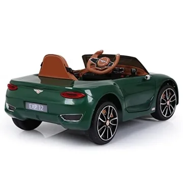SEHOMY Kids Ride on car with Remote Control 12V, Bentley Style Electric Car Kids Battery Powered Motorized Vehicles with Seat, 2 Speed, LED Lights, MP3, Music, Horn, TF Card, USB Port, Green