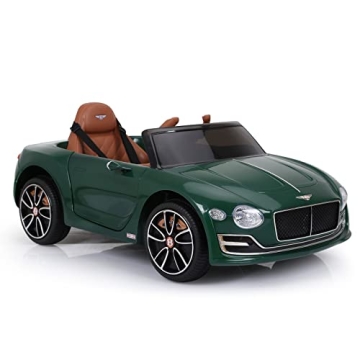 SEHOMY Kids Ride on car with Remote Control 12V, Bentley Style Electric Car Kids Battery Powered Motorized Vehicles with Seat, 2 Speed, LED Lights, MP3, Music, Horn, TF Card, USB Port, Green