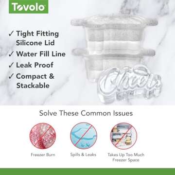 Tovolo Cheers Shaped Ice Molds, Set of 2 - Large Cheers Ice Mold Gift - Unique Ice Mold Chills Drinks - Odor-Free Freezer Storage, Dishwasher-Safe with Silicone Plunger