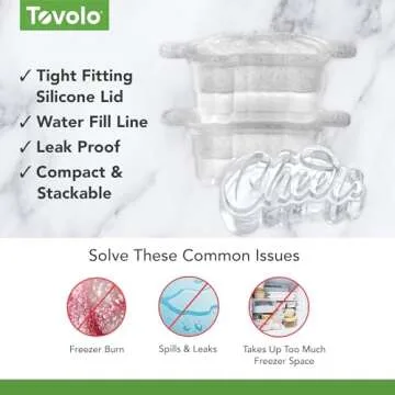 Tovolo Cheers Shaped Ice Molds, Set of 2 - Large Cheers Ice Mold Gift - Unique Ice Mold Chills Drinks - Odor-Free Freezer Storage, Dishwasher-Safe with Silicone Plunger