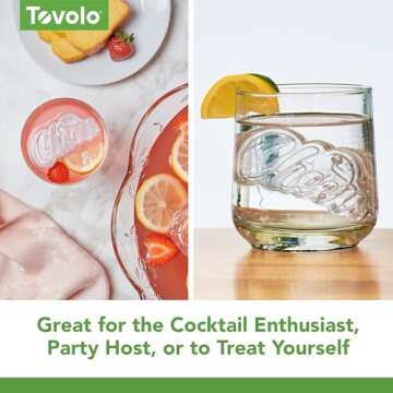 Tovolo Cheers Shaped Ice Molds, Set of 2 - Large Cheers Ice Mold Gift - Unique Ice Mold Chills Drinks - Odor-Free Freezer Storage, Dishwasher-Safe with Silicone Plunger