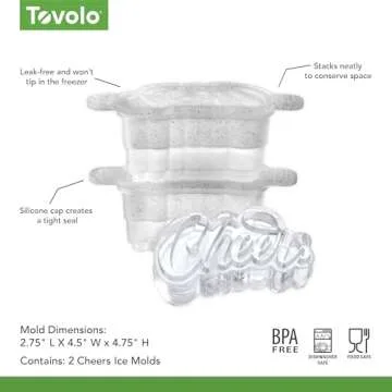 Tovolo Cheers Shaped Ice Molds, Set of 2 - Large Cheers Ice Mold Gift - Unique Ice Mold Chills Drinks - Odor-Free Freezer Storage, Dishwasher-Safe with Silicone Plunger