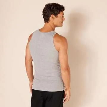 Amazon Essentials Men's Tank Undershirts, Pack of 6, Black/Grey Heather, X-Large