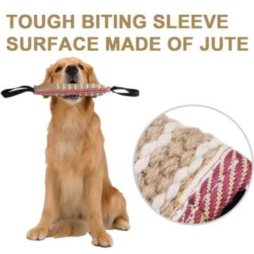 Storystore Dog Tug Toy Dog Training Bite Pillow Jute Bite Toy - Best for Tug of War, Puppy Training Interactive Play - Interactive Toys for Small and Medium Dogs (Striped, 11.8" x 3.15")
