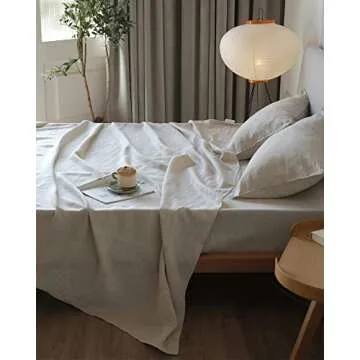 XZ XIFA Linen Sheets King Size Set, 100% Washed French Flax Organic Linen Sheets, Breathable and Coo...