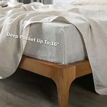 XZ XIFA Linen Sheets King Size Set, 100% Washed French Flax Organic Linen Sheets, Breathable and Cooling Sheets for Hot Sleepers King Bed Sheets(1 Flat Sheet, 1 Fitted Sheet, 2 Pillowcases)