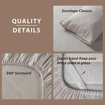 XZ XIFA Linen Sheets King Size Set, 100% Washed French Flax Organic Linen Sheets, Breathable and Cooling Sheets for Hot Sleepers King Bed Sheets(1 Flat Sheet, 1 Fitted Sheet, 2 Pillowcases)