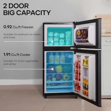 BODIOO Energy Saving Mini Fridge with Freezer 2.83 Cu.Ft